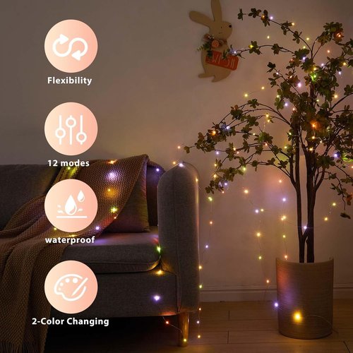 Ariceleo Battery Operated String Lights - 50 LEDs with Remote Control & Timer | 5M/16.4ft Warm White & Multi-Color
