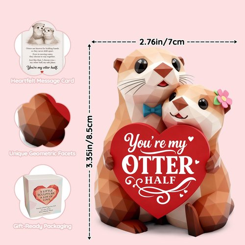 You're My Otter Half Figurines Gifts for Him Her Boyfriend Girlfriend, Hand-Painted Sculpture Anniversary Birthday Gifts for Women Men,Romantic I Love You Gift for Wife Husband Couples Cute Desk Decor