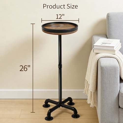 LAIDUOLEOE Small Round Side Table for Small Spaces, Pedestal Drink Table with Non-Slip Feet, Martini Table No-Tool Assembly for Living Room, Bedroom, Narrow Corners, Sofa, Bathroom