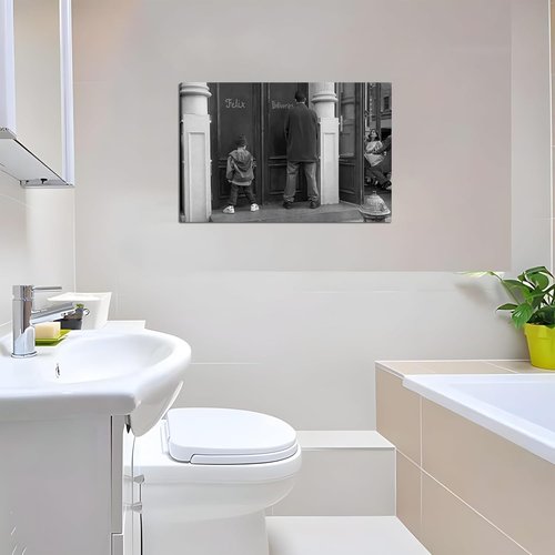 Classic Movie Posters Canvas Print | Funny Bathroom Wall Decor - Black and White Art 12x16 Inch