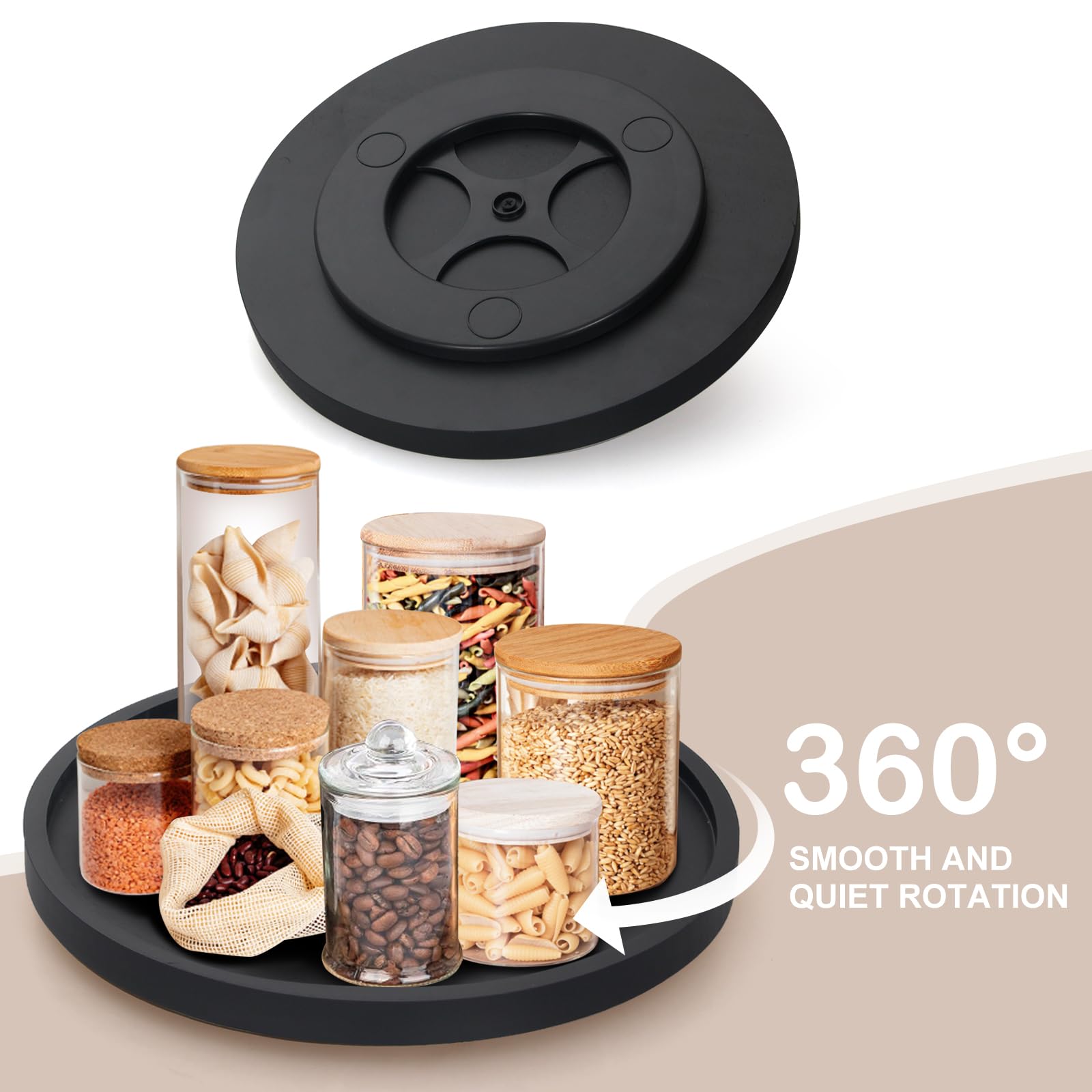 Black Wooden Lazy Susan Turntable Organizer Cabinet Round Bathroom Vanity Rotating Tray 10" Small Lazy Susans for Dining Table Top Kitchen Countertop Decor Tray Wood Lazy Susan Coffee Bar Accessories
