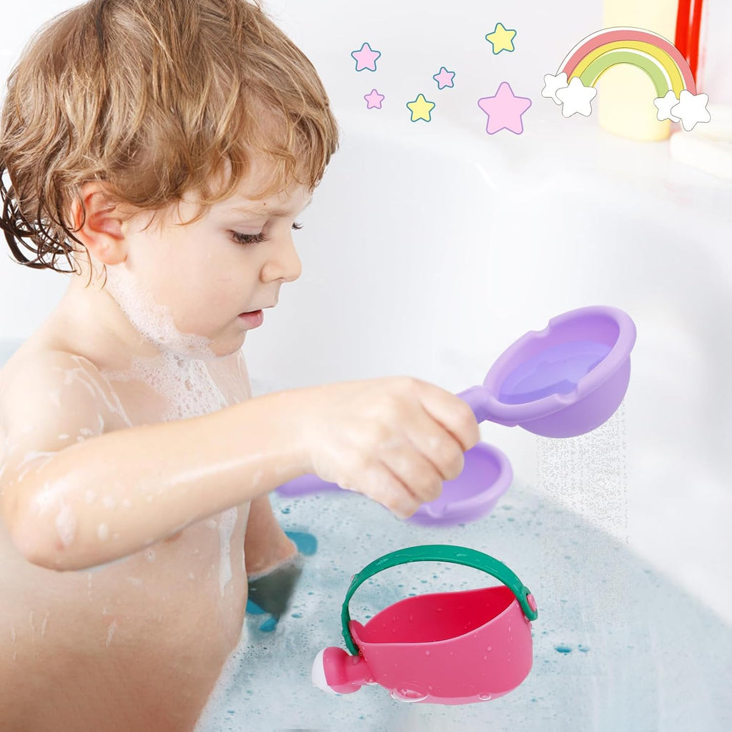 Skiennix Soft Bath Toys for Toddlers 1-3 | Easy to Clean Water Table & Pool Fun | 3-Pack (Pink)