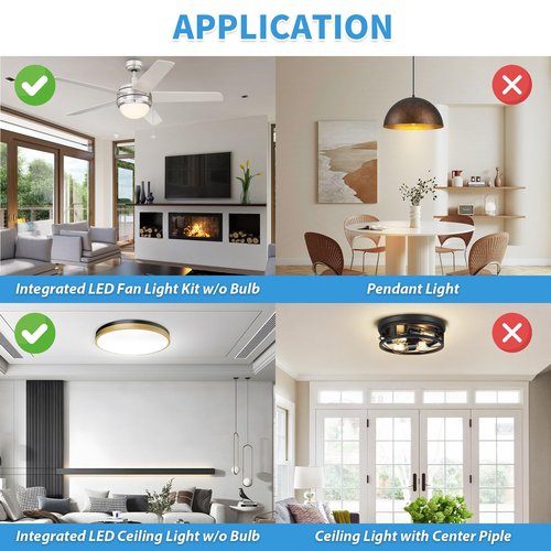 Caisens 4 Inch Ceiling Fan LED Light Replacement, 18W 2200LM 3000K 4000K 5000K LED Ceiling Fan Light Kit, Ceiling Fan Light Kit Replacement, 120V, CRI90, Dimmable