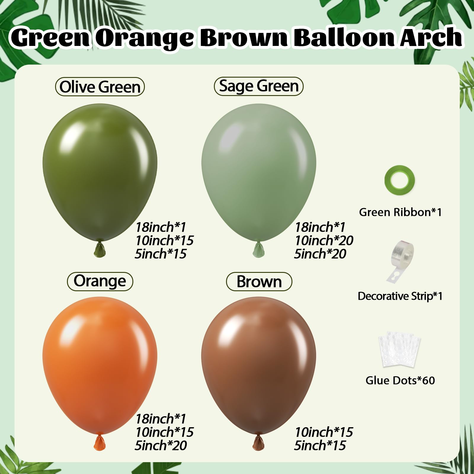 141pcs Dinosaur Balloon Garland Arch Kit, Brown Orange Sage Green Latxe Balloons for Jungle Safari Dinosaur Baby Shower Birthday Party Decorations