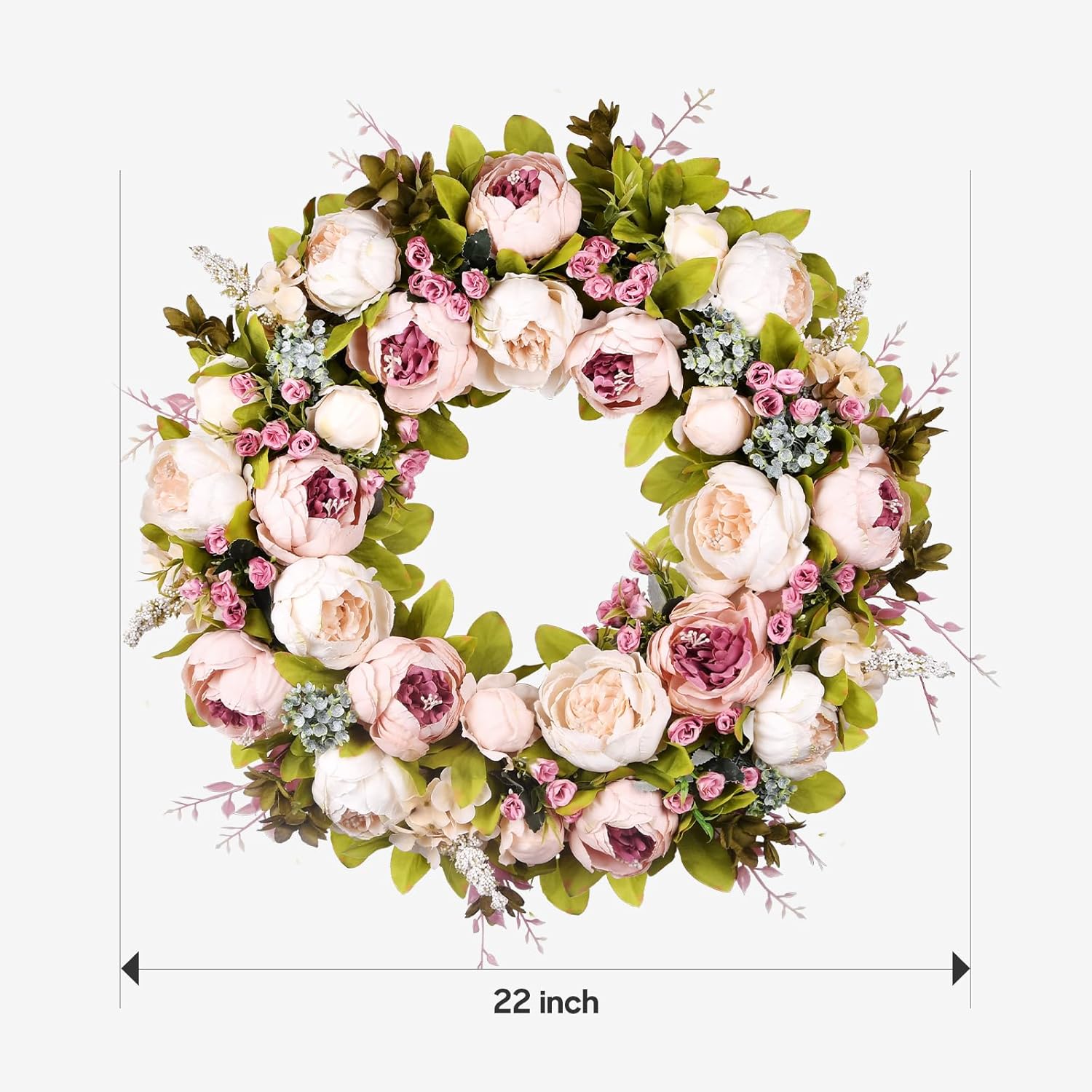 Peony Rose Front Door Wreath by [Brand Name] - 22 Inch Handmade Spring & Summer Decor