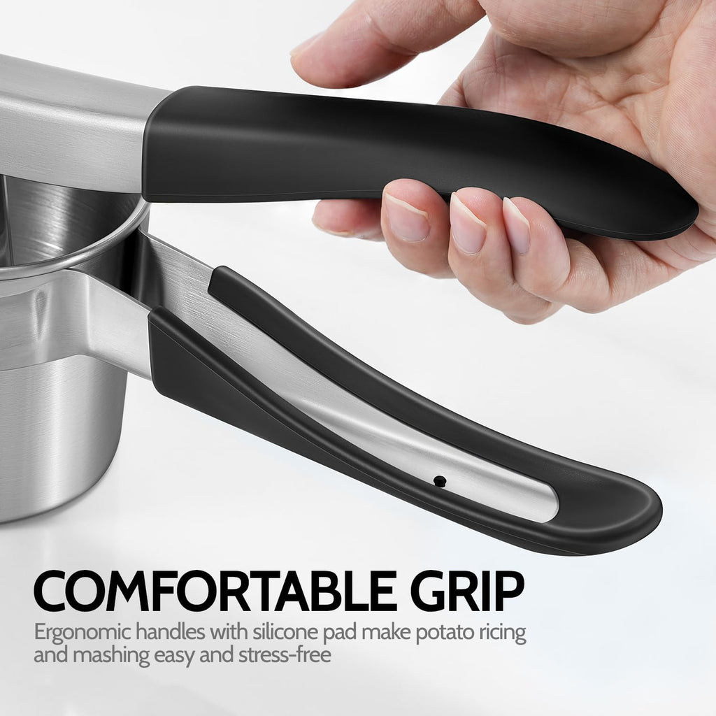 Sopito Stainless Steel Potato Ricer - Heavy Duty Masher with 3 Interchangeable Discs | Kitchen Gadget