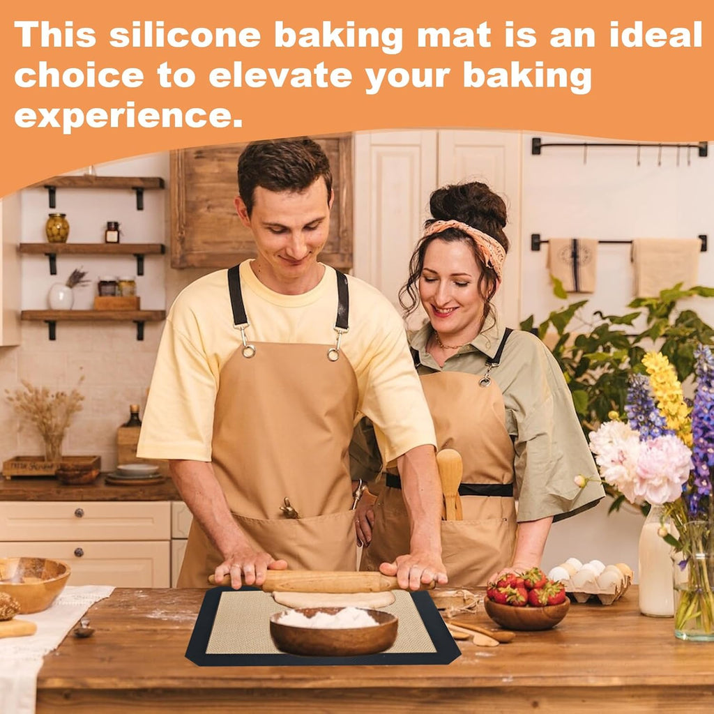 Silicone Baking Mat - 2 Pack Reusable Non-Stick Food Safe Mats for Cookies & Bread | 11.8"L x 8.3"W