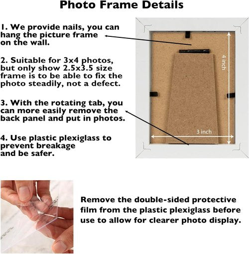 JCJMY 3x4 Black Picture Frame - Shatter Resistant Plexiglass for Tabletop or Wall Display