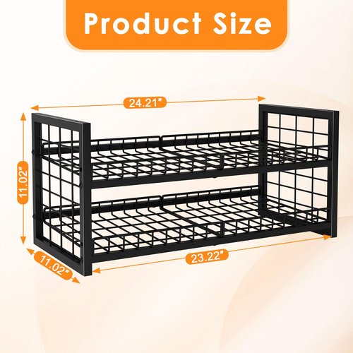 JKsmart 2-Tier Stackable Can Organizer, Extra-Long Can Rack for Pantry Storage, Adjustable Can Dispenser Holds Up to 64 Cans, Super Sturdy Holders for Various Canned Food Snacks Soda