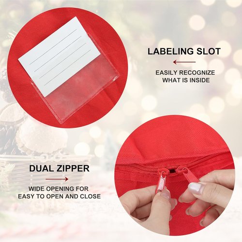 Demao Christmas Wreath Storage Bag - 24 Inch Organizer for Holiday Garland & Artificial Wreaths | Pack of 2 with Labels & Handles