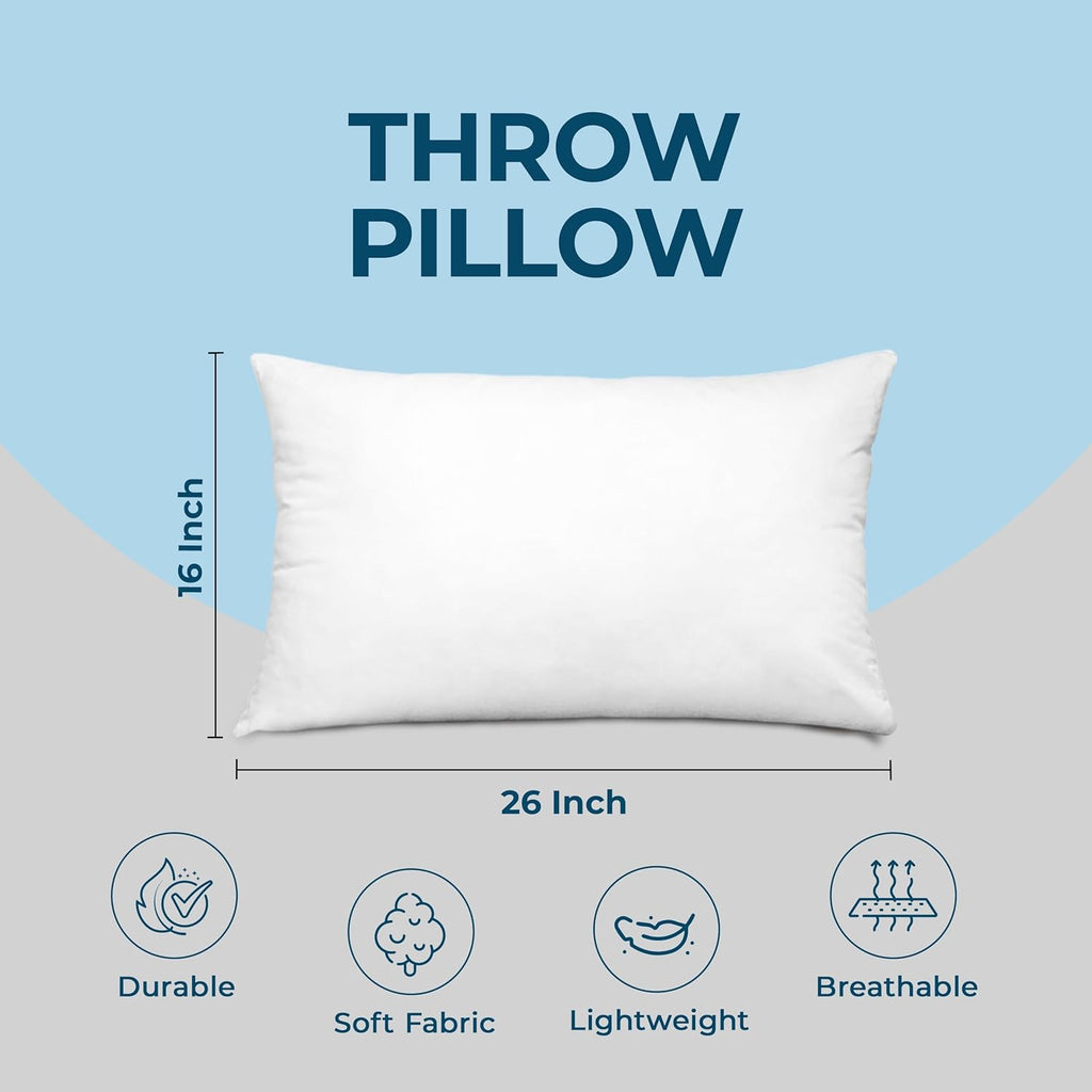 Utopia Bedding Throw Pillows - Set of 4 White 16x26 Inches Down Alternative Decorative Pillows for Home