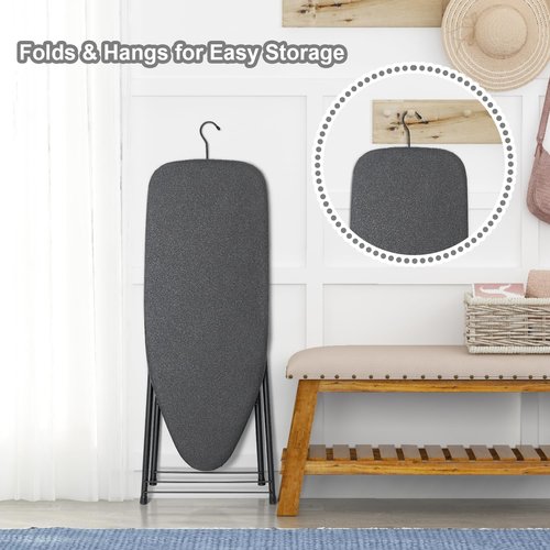 Duwee Ironing Board - Compact 13" x 35" Design with Heat Resistant Cover - Lightweight & Easy to Store - Black