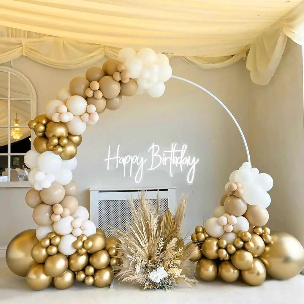BAUANOOY Metallic Gold Balloons - 100pcs 12-Inch Chrome Balloons with Gold Ribbon for Parties
