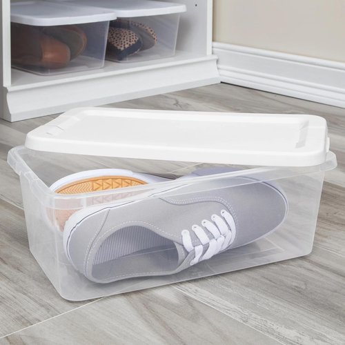 KKEATOY 6 Qt. Plastic Shoe Storage Box - Durable, Stackable & BPA-Free | Set of 20 Clear Bins