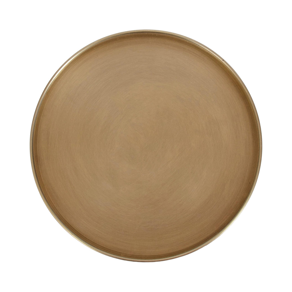 Kate and Laurel Tira Elegant Round Drink Table, 10 x 22, Antique Brass and Black, Vintage Glam Circle Martini Table for Use as a Small Bedroom Nightstand or Living Room Plant Stand Option
