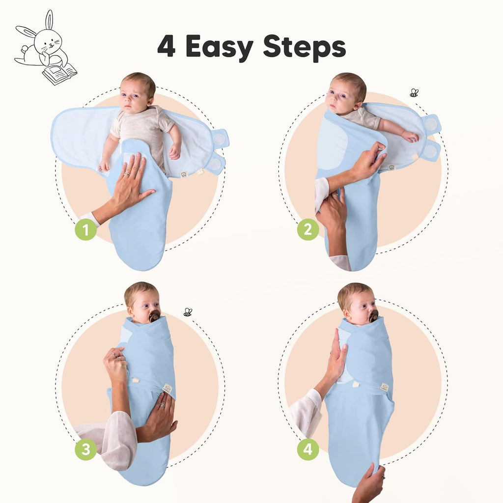 Skiennix 3-Pack Organic Baby Swaddle Sleep Sacks - Soft & Snug Newborn Swaddles for Infants 0-3 Months | ABC Land Cloud Design
