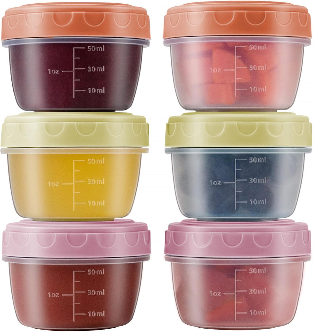Salad Dressing Container to Go with lids,Dishwasher and Microwave Safe Tiny Condiment Containers with Graduated Lines, Reusable and Leakproof Small Sauce Containers for Lunch Box 6 Pcs 2.7 OZ Mixed 2