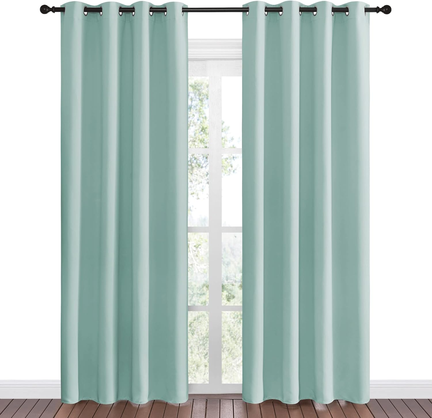 NICETOWN Aqua Blue Blackout Curtains - Sound Reducing & Energy Efficient | 86" Long, 55" Wide (2 Panels)