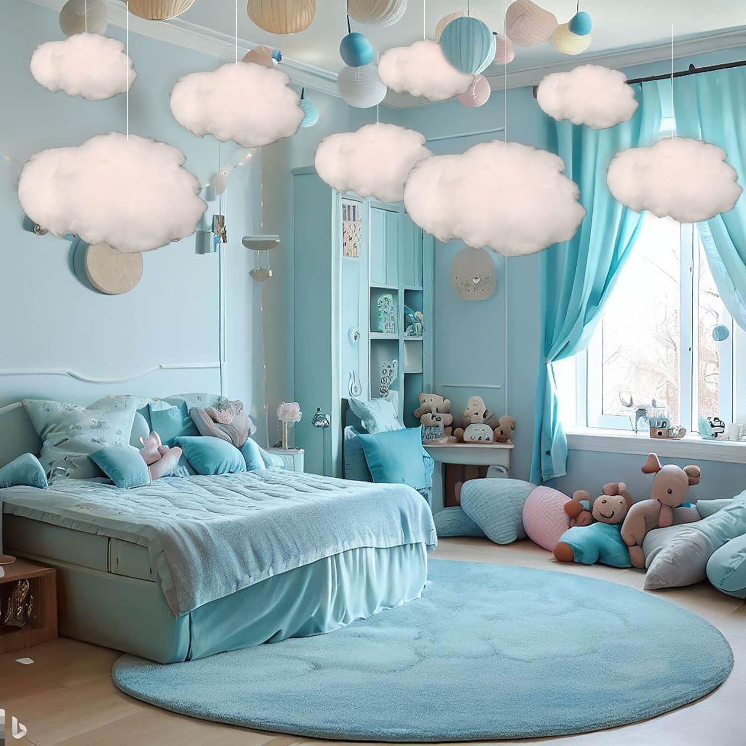 Skiennix 12 Pcs Artificial Cloud Props - 3D Hanging Decorations for Weddings & Parties | Small, Medium & Large Sizes