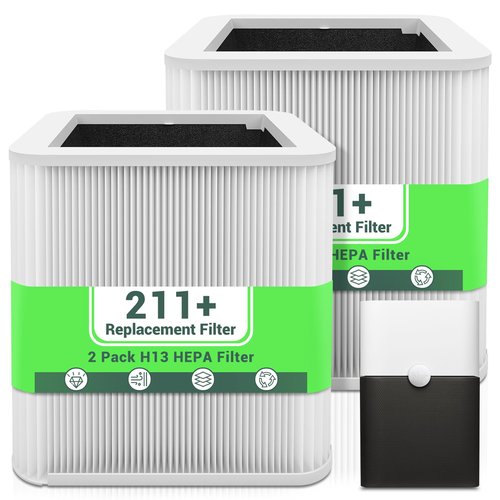 211+ Replacement Filters For Blue air Blue Pure 211+ Air Cleaner Purifier, 2 Pack 211+ Foldable Particle and Activated Carbon Filter, 2-Stage H13 Hepa Filter