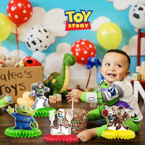 For Toy Story Birthday Party Supplies , 9Pcs Honeycomb Centerpieces for Toy Story Party Decorations, Double Sided Table Decorations Centerpieces Party