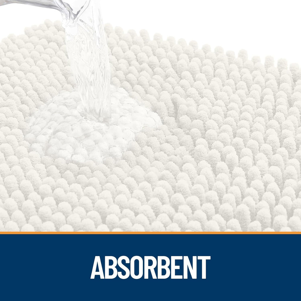 OLANLY Dog Door Mat - Absorbent Non-Slip Mud Mat for Indoor Use | Quick Dry Chenille, 59x20, Ivory