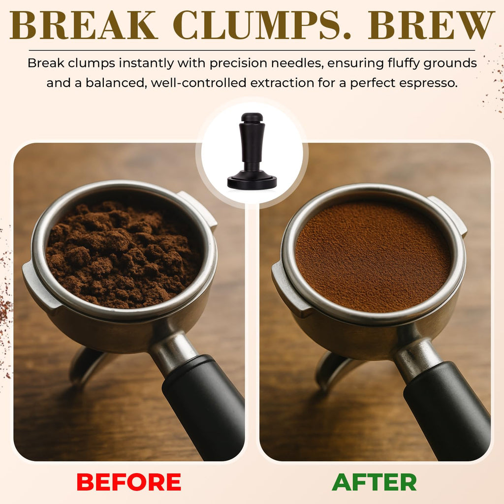 2-in-1 Espresso Tamper & WDT Stirrer Tool – 53mm Coffee Tamper with 10 Extra Needles (0.25mm & 0.4mm) – Stainless Steel Dual Sided Distributor for Even Extraction & Barista Quality Espresso (53 mm)