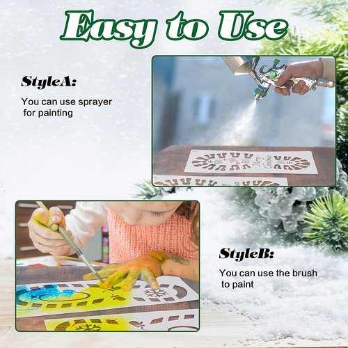 FOIMAS Christmas Santa Footprint Stencil Set - 9 Large Snowflake Templates for Festive Floor Decor