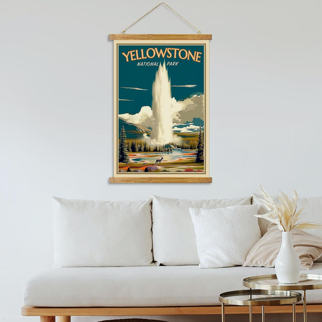 ABoby Vintage Yellowstone National Park Posters - Retro Travel Wall Art for Home & Office - Framed & Ready to Hang