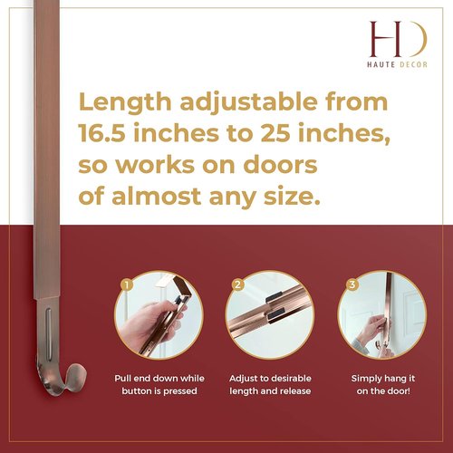 Haute Decor Wreath Hanger - Adjustable Length with 20 Lb. Capacity for Versatile Display