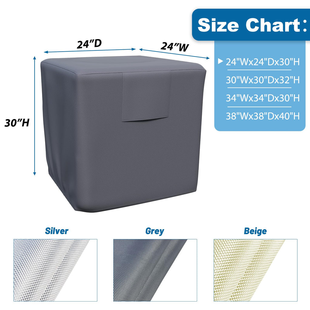 AKEfit Air Conditioner Cover for Outside, Heavy Duty Waterproof AC Defender with Durable Oxford Fabric, Veranda AC Protector (Grey, 24" Wx24 Dx30 H)