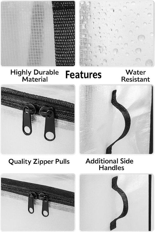 Heavy Duty Clear Tote Bag - Extra Large Durable Storage Bin with Zippered Closure & Reinforced Handles for Home, Travel & Garage Use