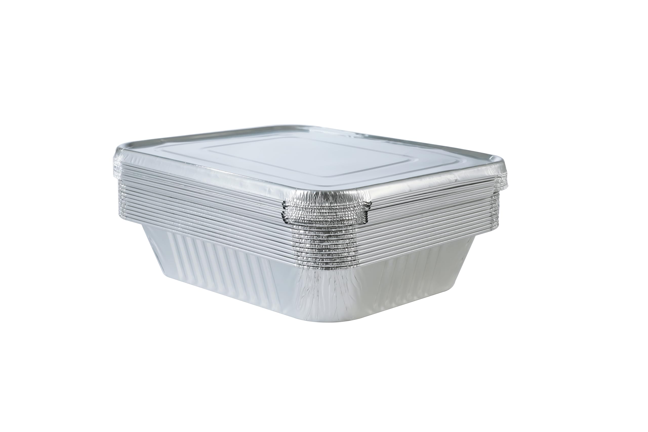 Aluminum Pans With Lids 9x13 [10 Sets] Aluminum Foil Pans Trays With Lids - Half Size Tin Foil Disposable Pans For Baking, Cake Serving Dishes, Roasting, Heating, Serving & Lining Steam-Table Trays