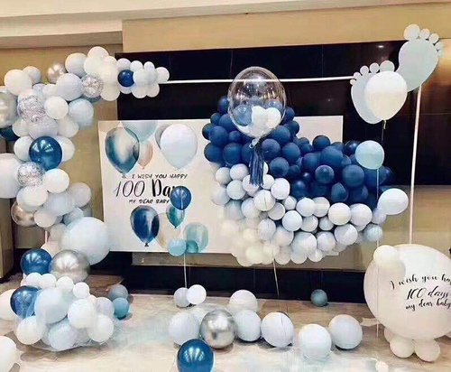 KALOR 12-Inch Metallic Gold Latex Balloons - 60 Pcs Navy Blue & White Confetti for Parties & Celebrations