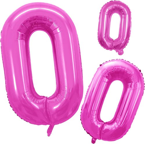 GOER Pink Foil Balloons - Number 0 for Milestone Birthdays & Anniversaries | 3 Pack, 42 Inch, 32 Inch, 16 Inch