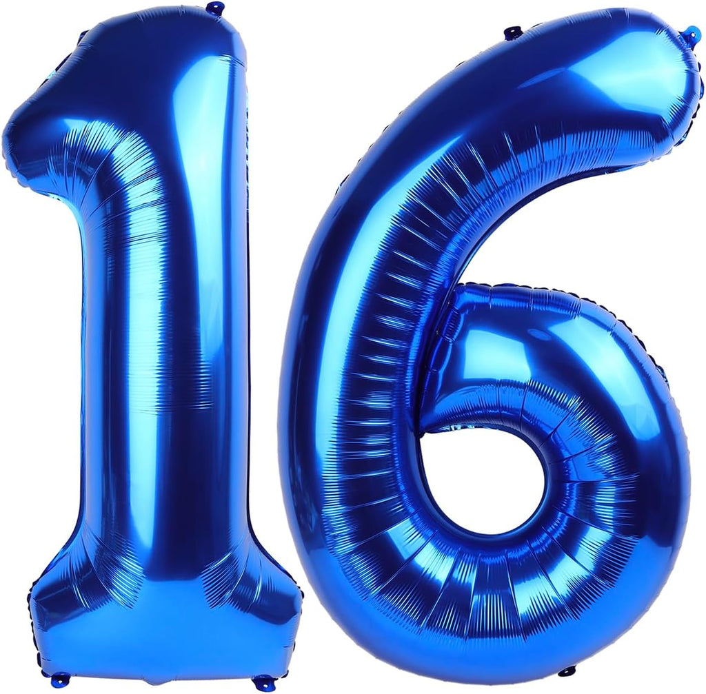Number 16 Balloon - Navy Blue 40 Inch Birthday Decoration for 16th Party | Perfect for Boys & Girls