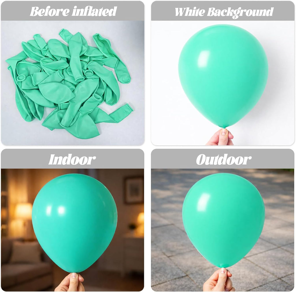 Voircoloria Teal Balloons - 130pcs in Various Sizes for Baby Showers, Weddings & Birthday Parties