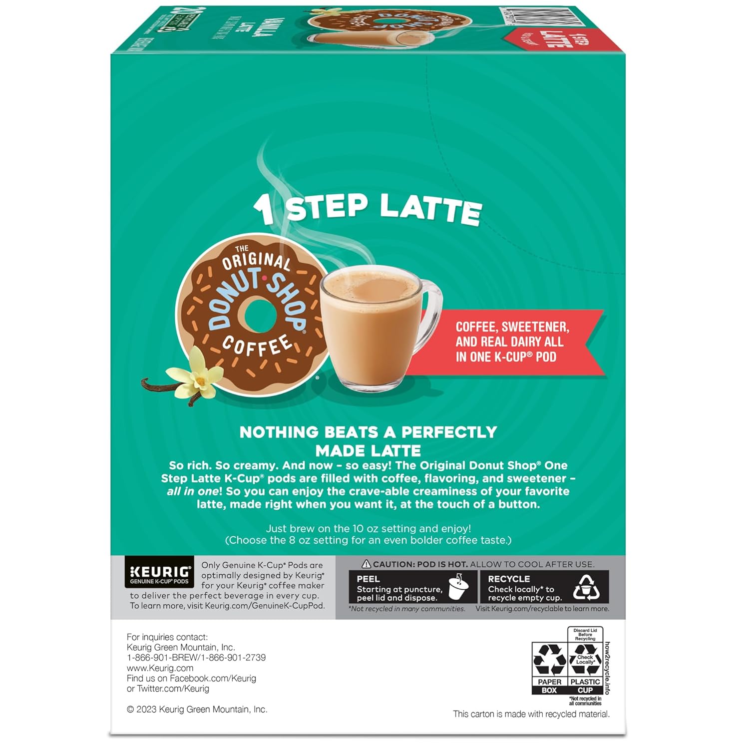 Original Donut Shop Vanilla Latte K-Cup Pods - Flavored Coffee, 20 Count, Perfect for Keurig
