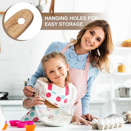 MYRAINBOW 2 Pack Spurtle for Sourdough Starter, Spreading, Cooking, Mixing, Reaching Bottom of Jar, Kitchen Utensils, Spurtles Kitchen Tools Wooden Kitchen Utensils for NonStick Cookware