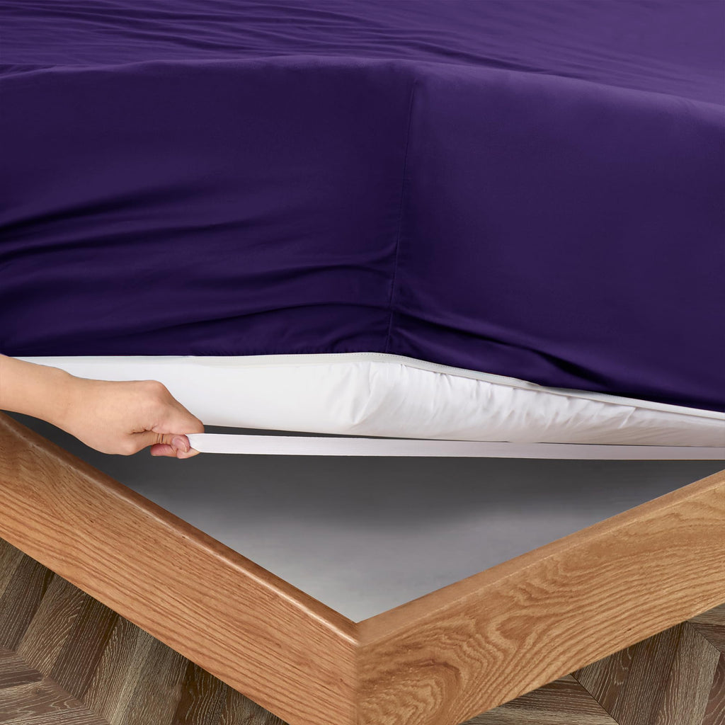 Manyshofu Extra Deep Pocket King Size Sheets - Hotel Luxury 1800 Thread Count Sheets & Pillowcases - Microfiber Bedding Set up to 24" Mattress - Purple Bed Sheets 18-24 Inch Deep Pockets - 4 Piece