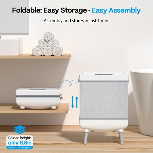 Jripae 35L Towel Warmers for Bathroom, Foldable Towel Warmer, Bucket Hot Towel Warmer Spa with Dryer, Delay Timer & Dry/Heat Modes - Fits Robe, Blanket or Large Towels, PJ's
