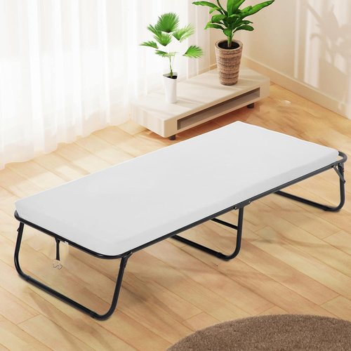 Guest Folding Bed - Heavy-Duty Rollaway Bed with 3.9" Foam Mattress | Portable 77" x 31" x 12" for Spare Bedroom or Office