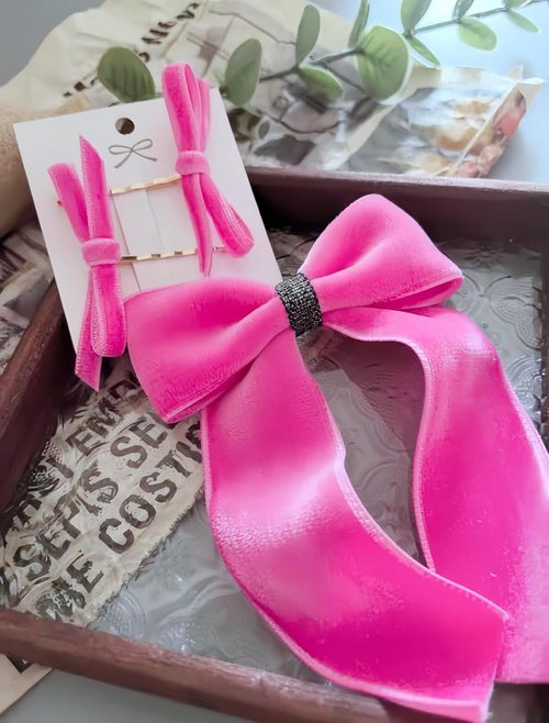 Abbaoww Hot Pink Velvet Ribbon - 10 Yards, 1 Inch Wide for Gift Wrapping & DIY Bow Making