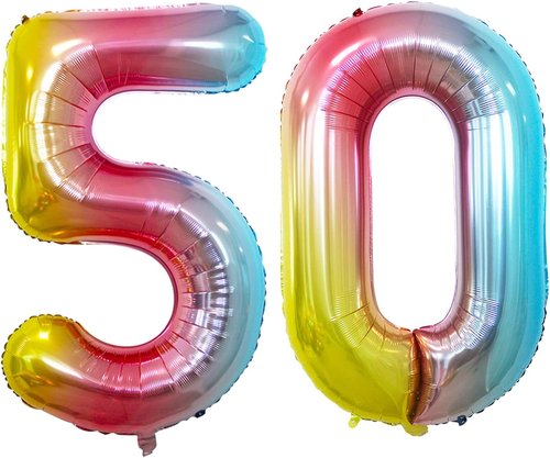 GOER Jumbo 42-Inch Foil Balloons - 50th Birthday Party Decorations | Rainbow Helium Balloons