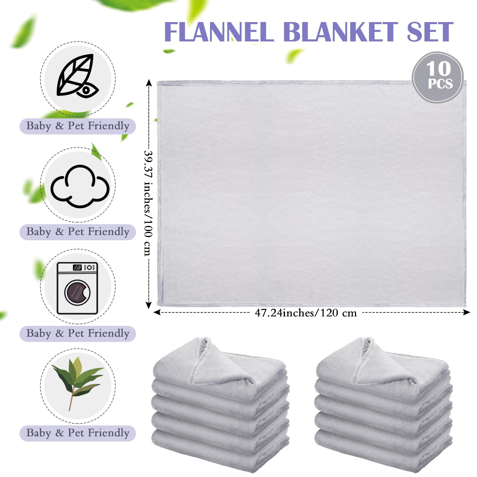 Breling 10 Pcs Cot Blanket Toddler Daycare Nap Blanket for Kids 39 x 47 Inch Fleece Baby Warm Fluffy Cozy Rest Time Supplies for Classroom, Preschool, Daycare or Nursery(Dark Gray)
