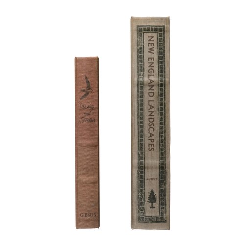 MDF & Canvas Book Storage Boxes, Set of 2 New England Landscapes