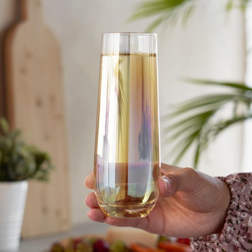 Twine Luster Stemless Champagne Flutes, Iridescent Rainbow Finish, Sparkling Wine Glasses for Prosecco, Sparkling Cocktails, Mimosas, Elegant Glassware for Wedding Gifts,10 oz, 2 count (Pack of 4)
