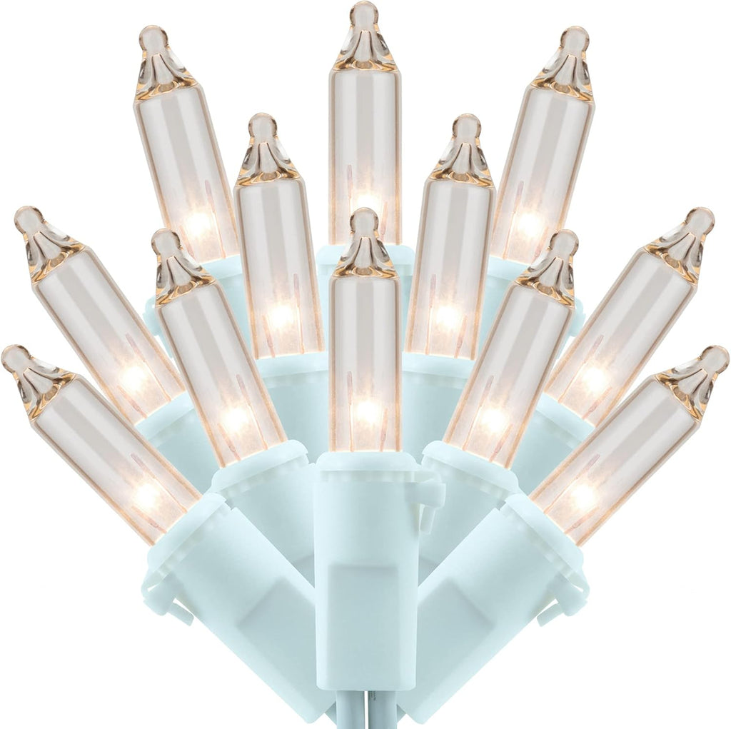 Skiennix 200 Count Clear Christmas Lights - 33 ft White Wire Holiday String Light Set (UL Listed)