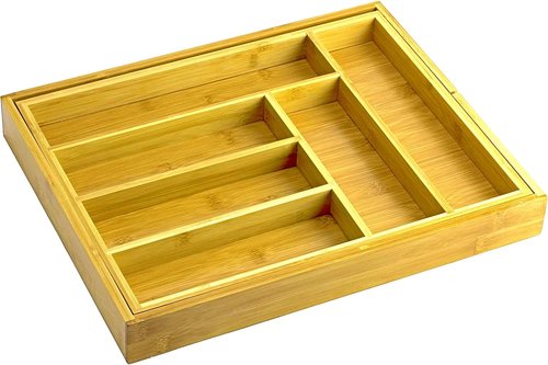 Home-it Expandable Cutlery Drawer Organizer - Adjustable Flatware Dividers for Kitchen Storage