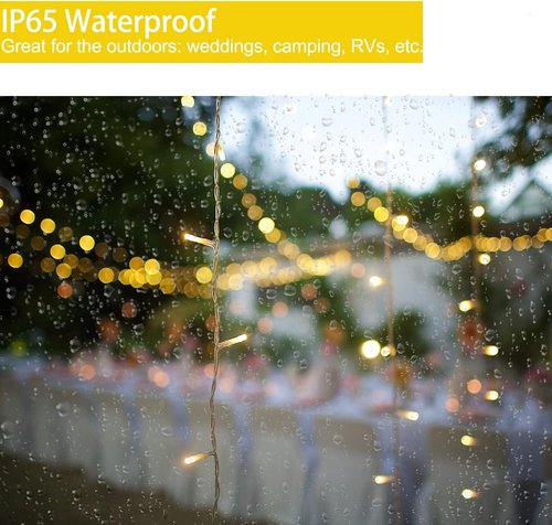 120 LED Battery-Powered String Lights by [Brand Name] - IP65 Waterproof Fairy Lights with 8 Modes & Timer | Warm White for Indoor/Outdoor Decor